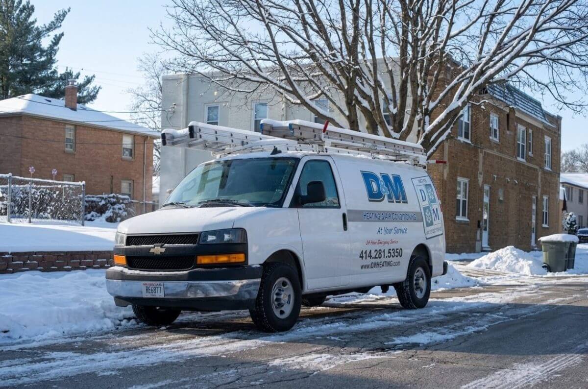 D&M Heating Van in the Winter